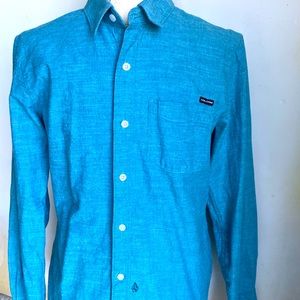 Volcom Blue LS Button Up Sz M